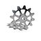 Metallic cogwheel on white background.