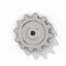 Metallic cogwheel on white background.