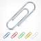 Metallic color paperclips on white