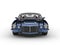 Metallic dark blue beautiful vintage American classic car - front view