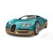 Metallic dark cyan modern super sports car with golden details