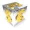 Metallic financial dice on the white background