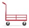 Metallic four wheeled trolley. Hand truck