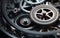 Metallic gears. Detail gear wheels. Modern technology background