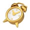 Metallic golden retro alarm clock diagonally placed 3d icon realistic vector illustration