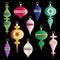 Metallic gradient christmas ornaments clipart