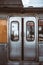 Metallic grungy train coach doors