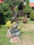 Metallic heron birds statue