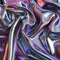 Metallic holographic ripples cascading in a vibrant color palette. AI generated