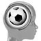 Metallic human head with brain cloud with sport ball inside