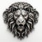 Metallic Lion Head 3d Model - Ornate Silver Gray Maranao Art