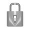 Metallic locked padlock object on white background