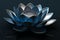 Metallic Lotus Icon: Delicate Texture in White, Blue, and Black (AI Generated)