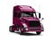 Metallic magenta semi trailer truck