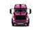 Metallic magenta semi trailer truck - front view