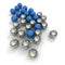 Metallic marbles in blue and chrome