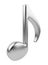 Metallic music note 3D. Icon isolated