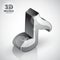 Metallic musical note icon from upper view isolated, 3d