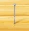 Metallic nail for joining wooden detail. Vector illustration.