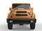 Metallic orange powerful off road car - front view