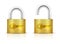 Metallic Padlock. Locked and unlocked Padlocks