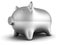 Metallic piggy money bank on white background