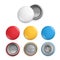 Metallic round badges. Realistic illustrations of blank badges