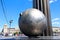 Metallic round capsule lander - element of the Monument to Yury Gagarin