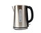 Metallic shiny electric kettle on white background, isolate