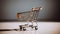 Metallic shopping cart filled with groceries generated by AI