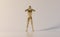 metallic silver Technological human male mannequin standing with hands holding his head with pain and stress emotion - 3d anatomy