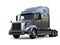 Metallic slate gray modern big semi trailer truck