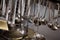 Metallic Spoon Hanging In Kitchen