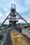 Metallic structure tower on an abandoned Mine at Mitsero in Cyprus