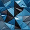 Metallic surfaces and irregular curvilinear forms in a black and blue triangle background (tiled)