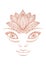 Metallic tattoo Rose gold foil texture Ornate beautiful woman face with decorative lotus flower as head accessory in ethnic boho s