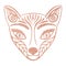 Metallic tattoo Rose gold foil texture Ornate fox face mask, Japanese mythological creature Kitsune, Decorative totem animal in tr