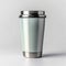 Metallic thermo cup with warm beverages, stainless steel container concept