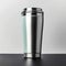 Metallic thermo cup with warm beverages, stainless steel container concept