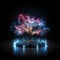 metallic tree of neurons, black background, cybertech, Generative AI