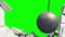 Metallic Wrecking Ball Shattering The Concrete Wall. Green Screen