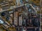 Metallurgical plant, drone top view, directly above