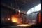 metallurgical plant or steel factory, large industry workshop interior