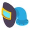 Metallurgist tool icon isometric vector. Protective welding mask pipe part icon