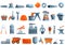 Metallurgy icons set, cartoon style