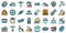 Metallurgy icons set vector flat