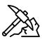 Metallurgy pick axe icon, outline style