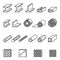 Metallurgy products vector line icons set. Steel structure and pipe.