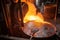 metals being melted in a furnace for reuse and recycling