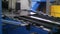 Metalworking lathe processing steel sheet at household appliances plant